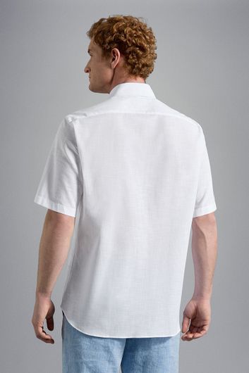 Paul & Shark casual overhemd korte mouw wijde fit wit uni linnen