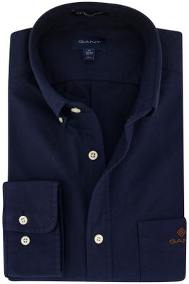 Gant Gant casual overhemd normale fit donkerblauw effen met logo