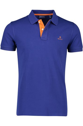 Gant polo oranje logo normale fit blauw katoen