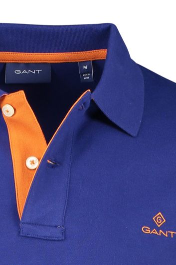 Gant polo oranje logo normale fit blauw katoen