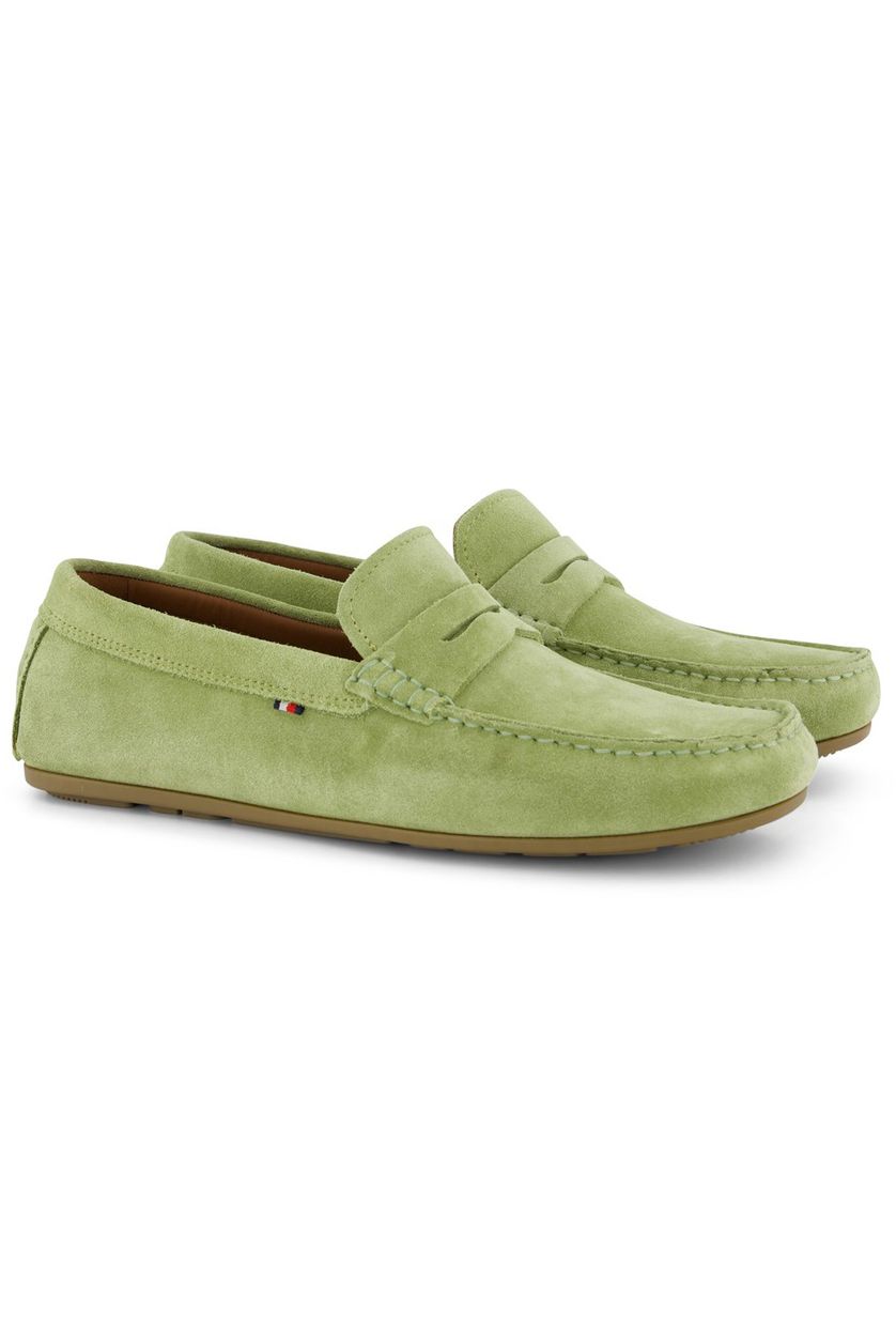 Tommy Hilfiger instappers nette schoenen groen effen leer