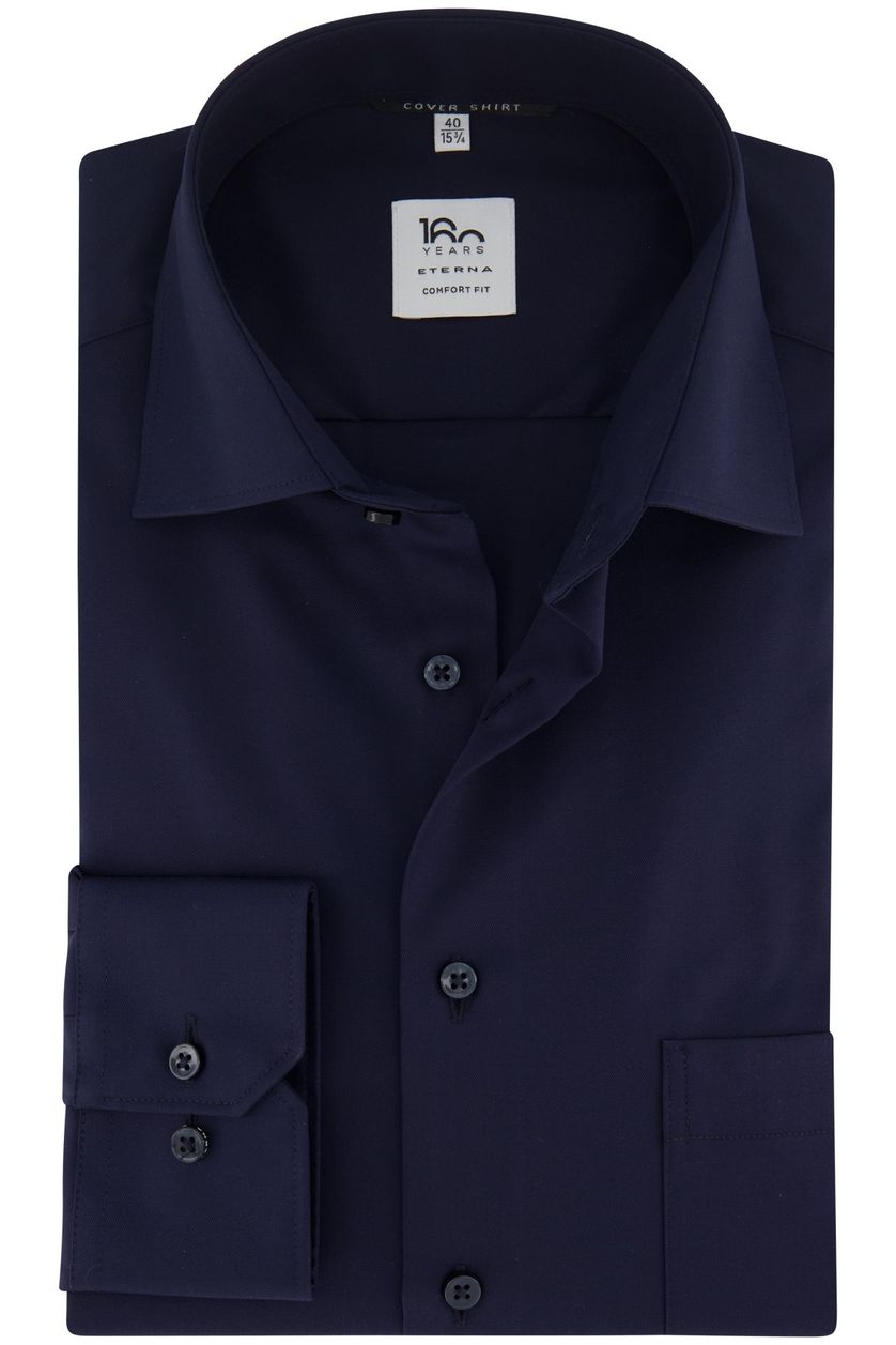 Eterna business overhemd Comfort Fit donkerblauw effen katoen normale fit