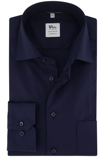 Eterna business overhemd Comfort Fit normale fit donkerblauw effen katoen