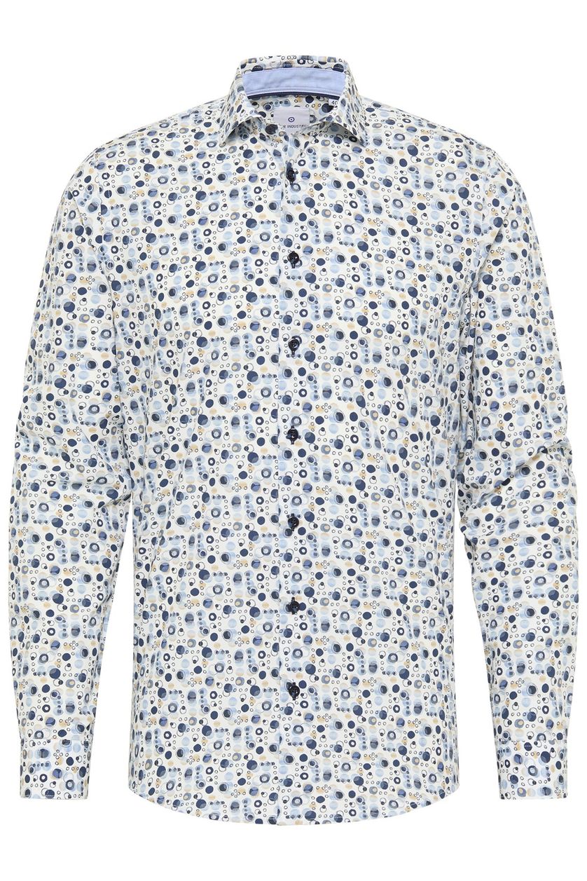 Blue Industry casual overhemd wit bubbel print katoen slim fit