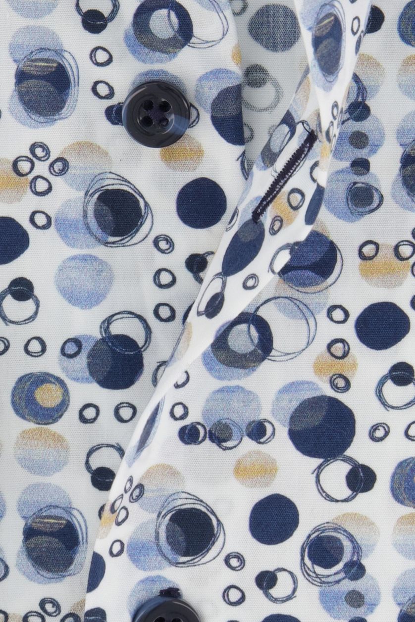 Blue Industry casual overhemd slim fit blauw geprint katoen semi-wide spread boord