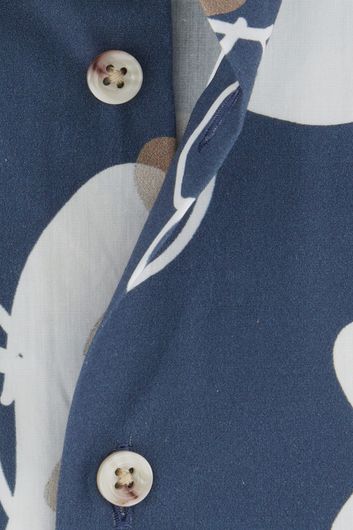 casual overhemd Blue Industry donkerblauw geprint katoen slim fit 