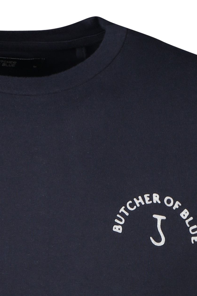 Butcher of Blue t-shirt donkerblauw effen 100% katoen