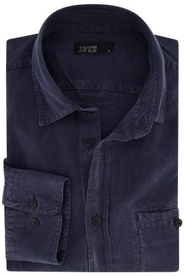 Butcher of Blue Butcher of Blue casual overhemd normale fit donkerblauw effen 100% Tencel