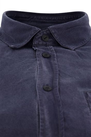 Butcher of Blue casual overhemd normale fit donkerblauw effen wide spread boord