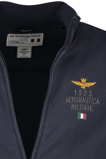 Aeronautica Militare vest donkerblauw met logo effen katoen
