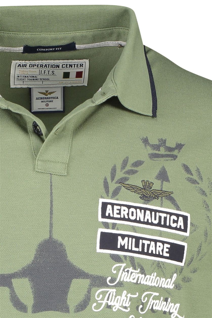 Aeronautica Militare polo groen katoen normale fit met opdruk