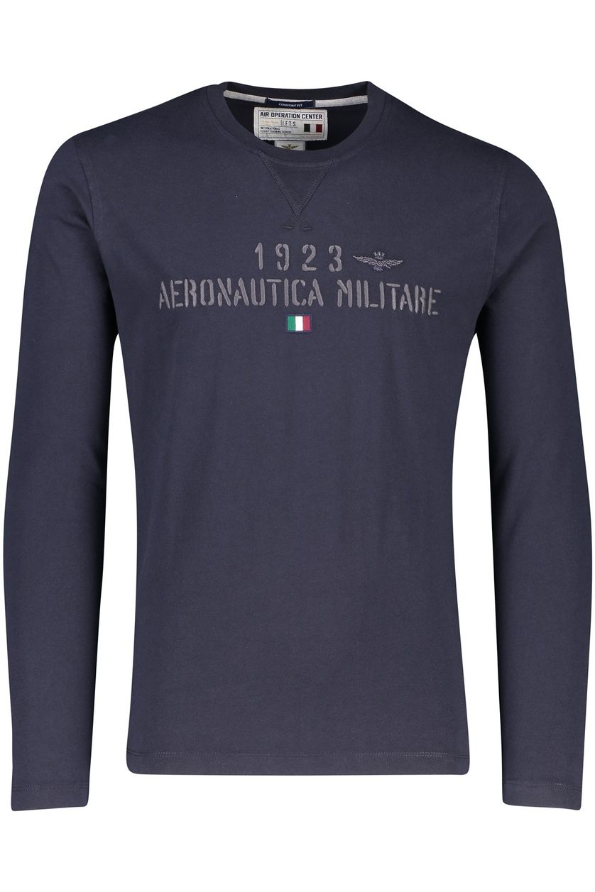 Aeronautica Militare t-shirt met opdruk lange mouw blauw 