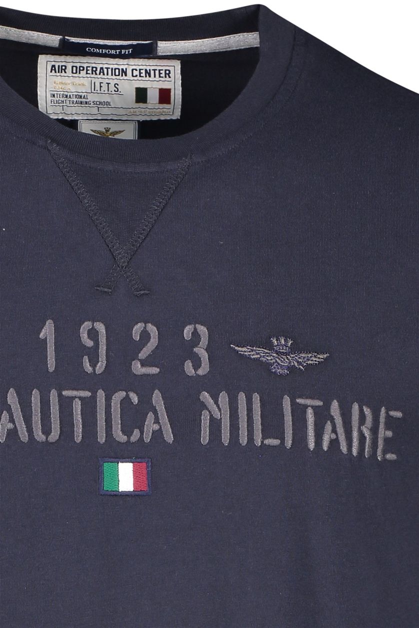Aeronautica Militare t-shirt met opdruk lange mouw blauw 
