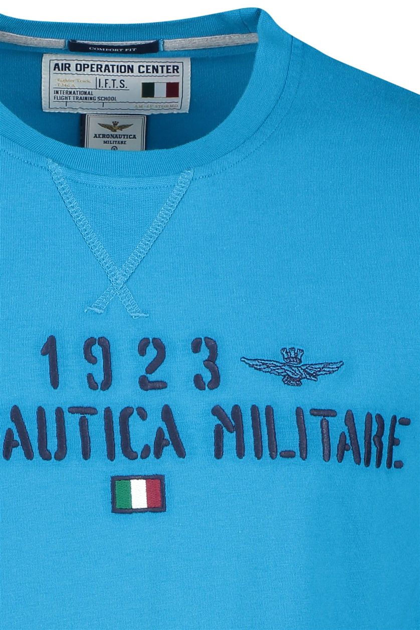 Aeronautica Militare t-shirt lange mouw lichtblauw met opdruk