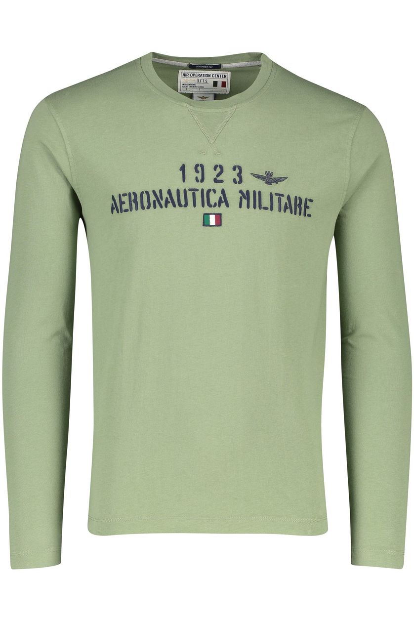 Aeronautica Militare t-shirt lange mouw groen met opdruk
