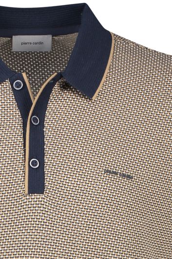 Poloshirt Pierre Cardin normale fit bruin geprint katoen