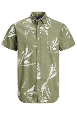 Jack & Jones Casual overhemd Plus Size korte mouw Jack & Jones groen geprint katoen wijde fit 