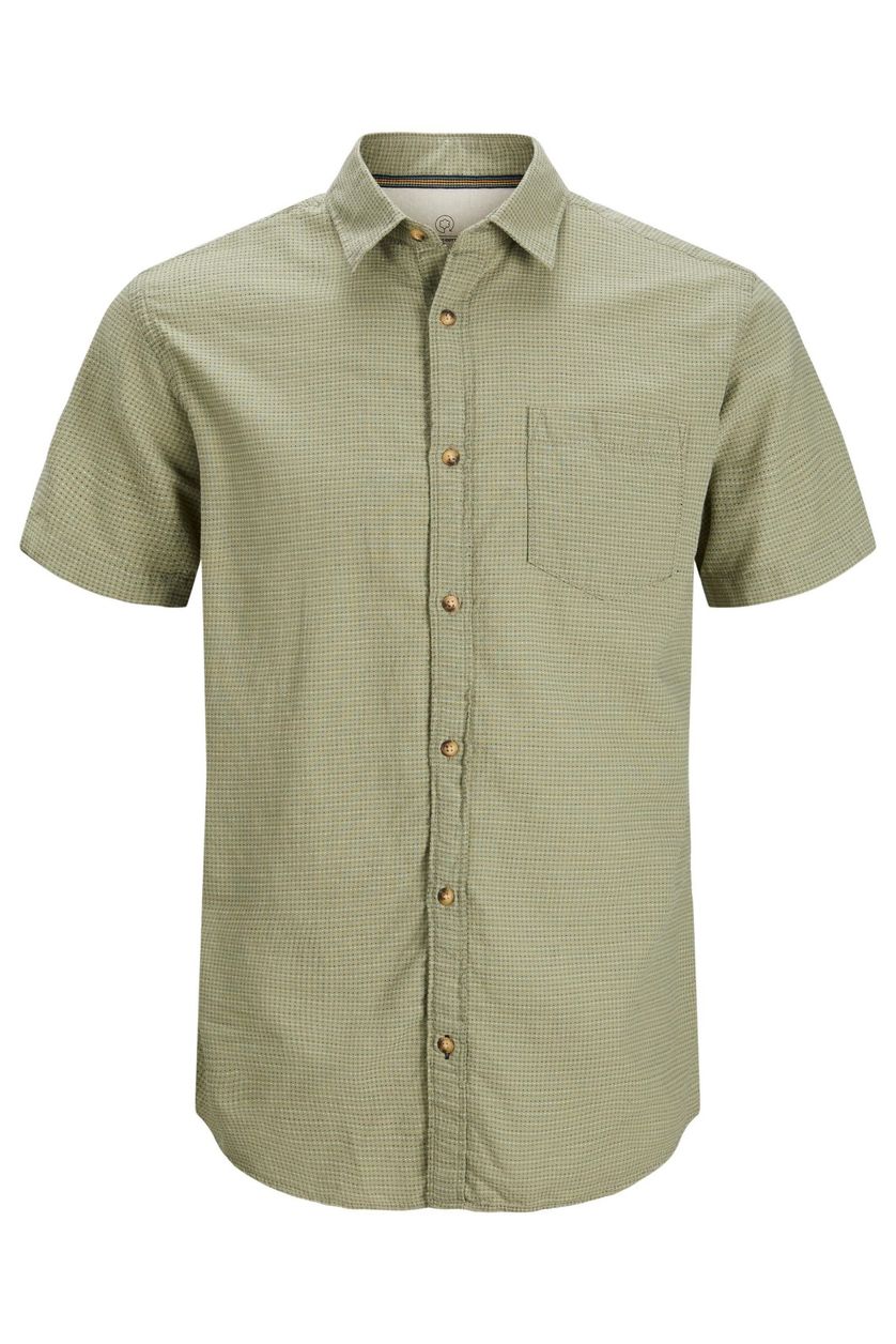 Jack & Jones casual overhemd Plus Size korte mouw groen 100% katoen wijde fit