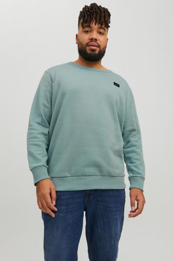 sweater Jack & Jones Plus Size blauw effen katoen ronde hals 