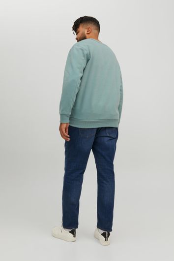 sweater Jack & Jones Plus Size blauw effen katoen ronde hals 