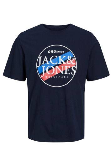 Jack & Jones t-shirt Plus Size blauw geprint 100% katoen