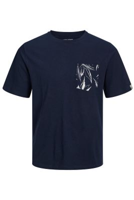 Jack & Jones Jack & Jones T-shirt blauw met geprinte borstzak