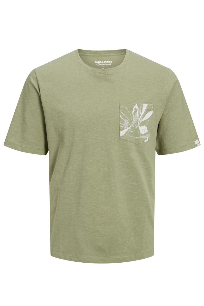 Plus Size Jack & Jones T-shirt groen met geprinte borstzak