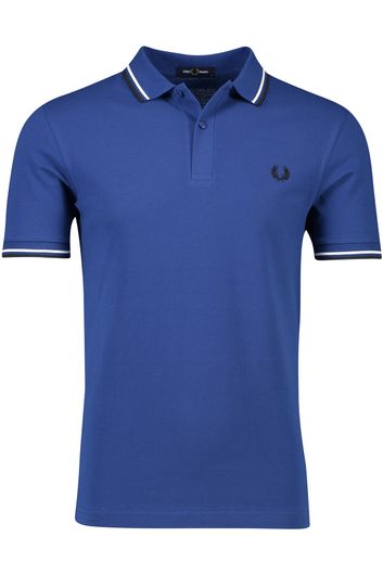 2 knoops Fred Perry polo normale fit blauw effen met logo