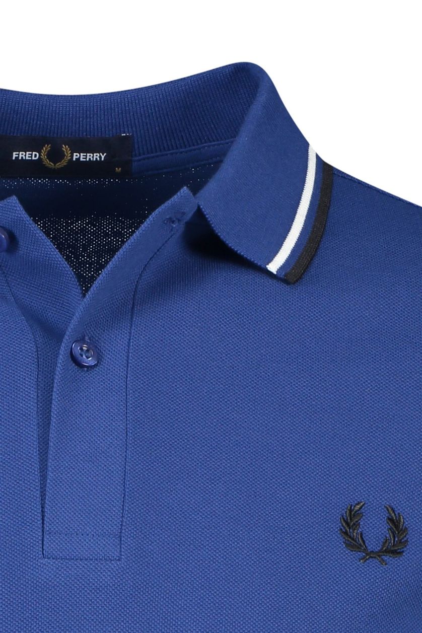Fred Perry polo 3 knoops normale fit blauw effen katoen