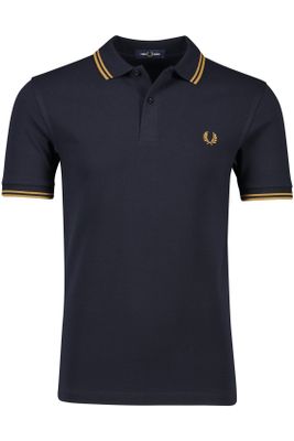 Fred Perry Fred Perry polo donkerblauw effen katoen normale fit gestreepte kraag