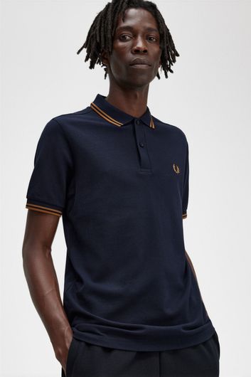 Fred Perry polo normale fit donkerblauw effen katoen met logo
