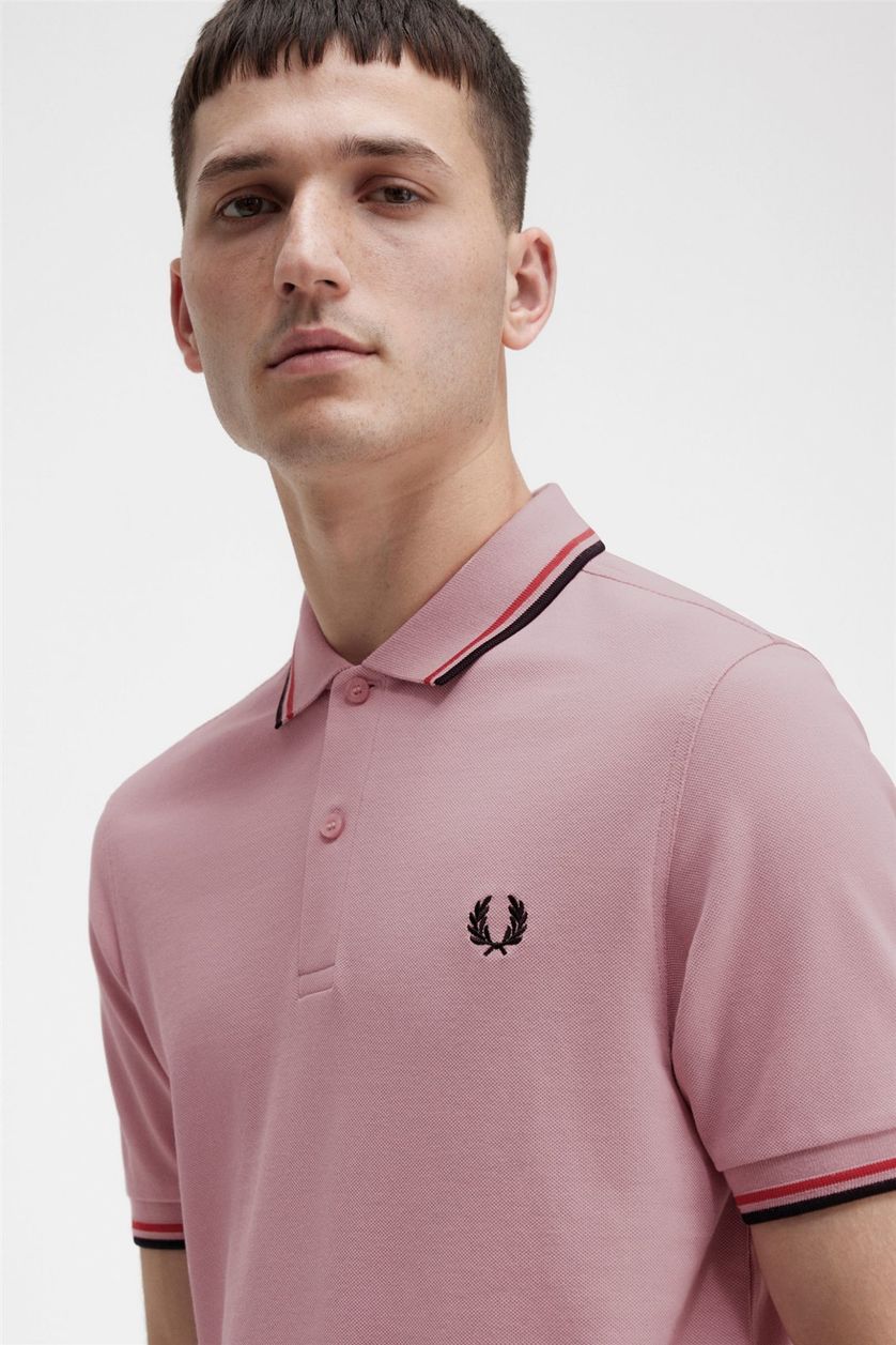 Fred Perry polo roze effen 100% katoen normale fit