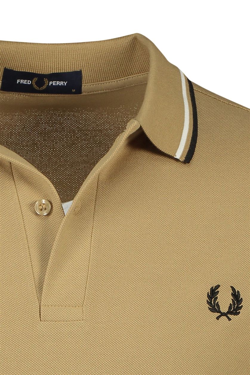 Fred Perry polo normale fit bruin met details effen katoen