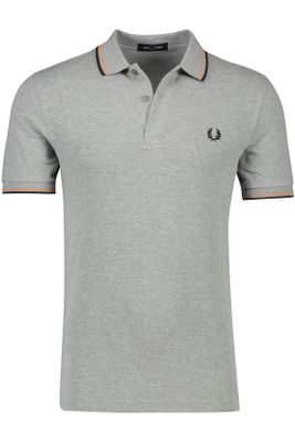 Fred Perry Fred Perry poloshirt korte mouw normale fit grijs effen katoen