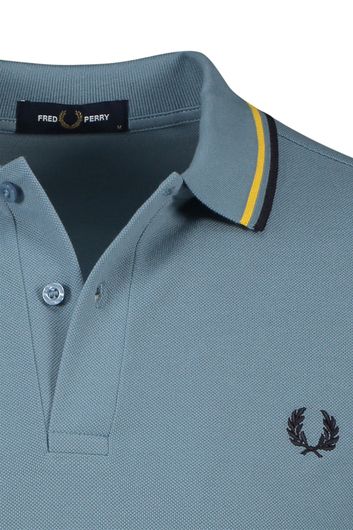 Fred Perry polo normale fit lichtblauw effen 100% katoen 