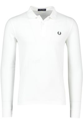 Fred Perry Fred Perry poloshirt lange mouw normale fit wit effen katoen