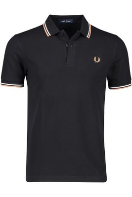 Fred Perry Fred Perry polo normale fit zwart effen katoen strepen detail