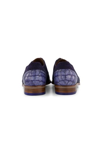 Floris van Bommel nette schoenen Nubuck donkerblauw effen leer