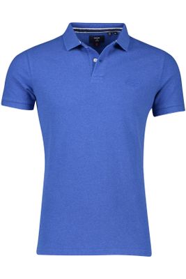 Superdry polo Superdry blauw effen katoen normale fit