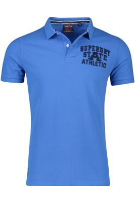 Superdry Superdry polo blauw effen 100% katoen normale fit