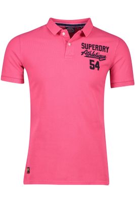 Superdry Superdry polo slim fit framboos roze effen 