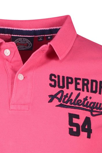 Superdry polo slim fit framboos roze effen 