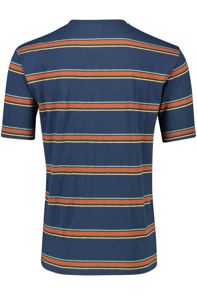 Superdry t-shirt blauw oranje gestreept gestreept katoen