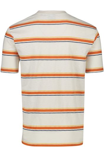 Superdry t-shirt ronde hals ecru oranje gestreept