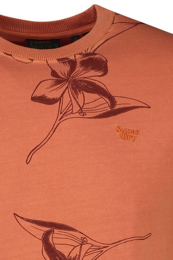 Superdry t-shirt oranje print plant korte mouwen ronde hals 