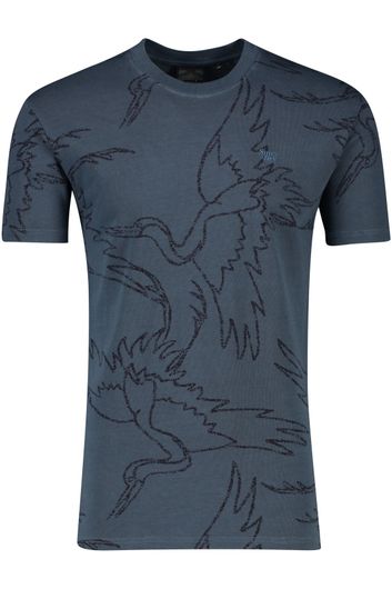 Superdry t-shirt blauw vogel print ronde hals korte mouw 