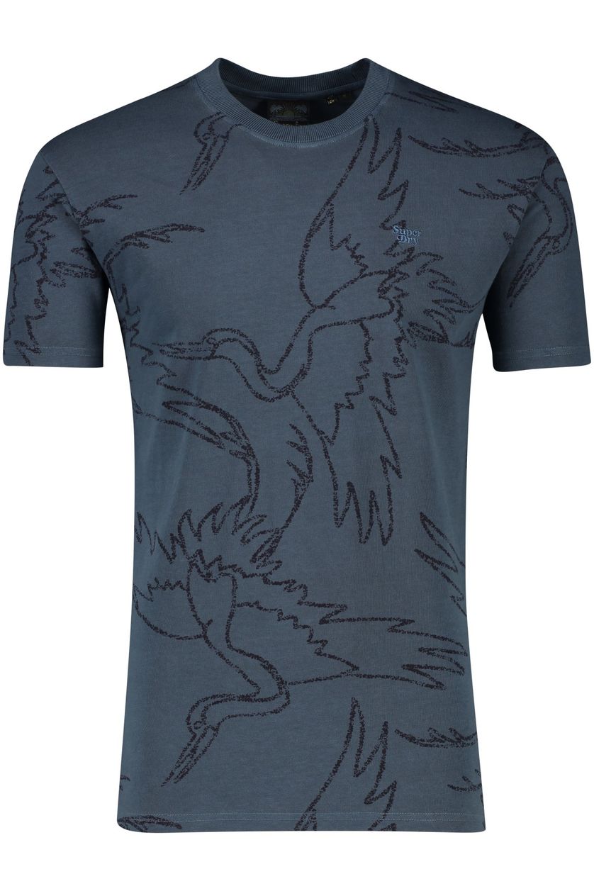 Superdry t-shirt blauw vogel print
