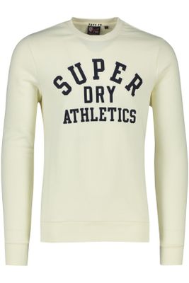 Superdry Superdry sweater ronde hals wit effen, geprint katoen