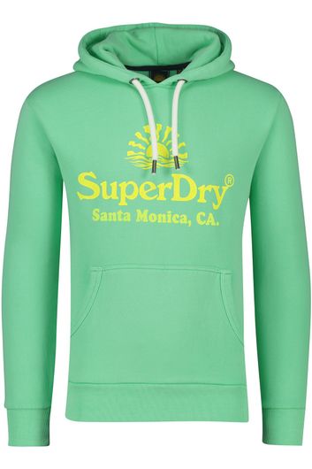 Superdry sweater hoodie groen met print capuchon katoen