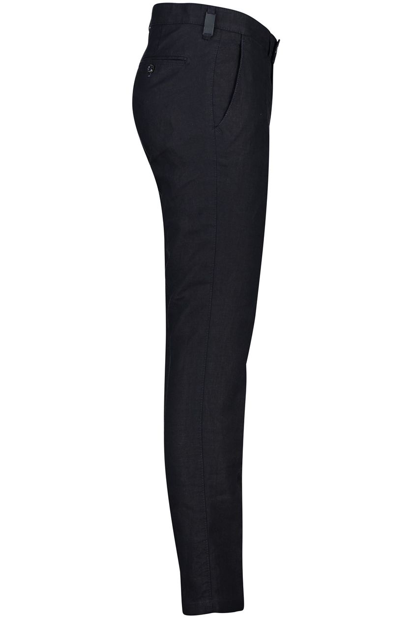 Brax katoenen broek donkerblauw effen 100% linnen Felix Modern Fit